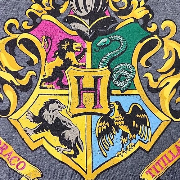 Harry Potter T Shirt Hogwarts House Crest Graphic Tee Mens Medium Grey Top - Picture 3 of 8